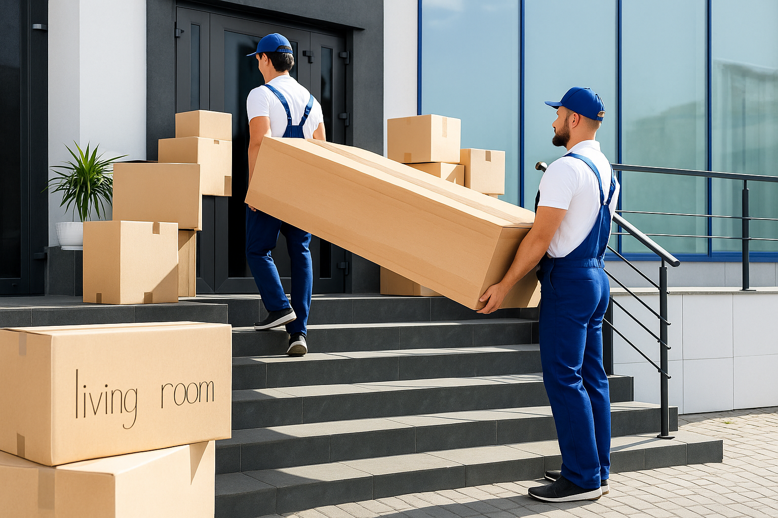Team moving boxes for a residential move